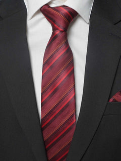 Red With Multi Striped Tie Set (TS-188)