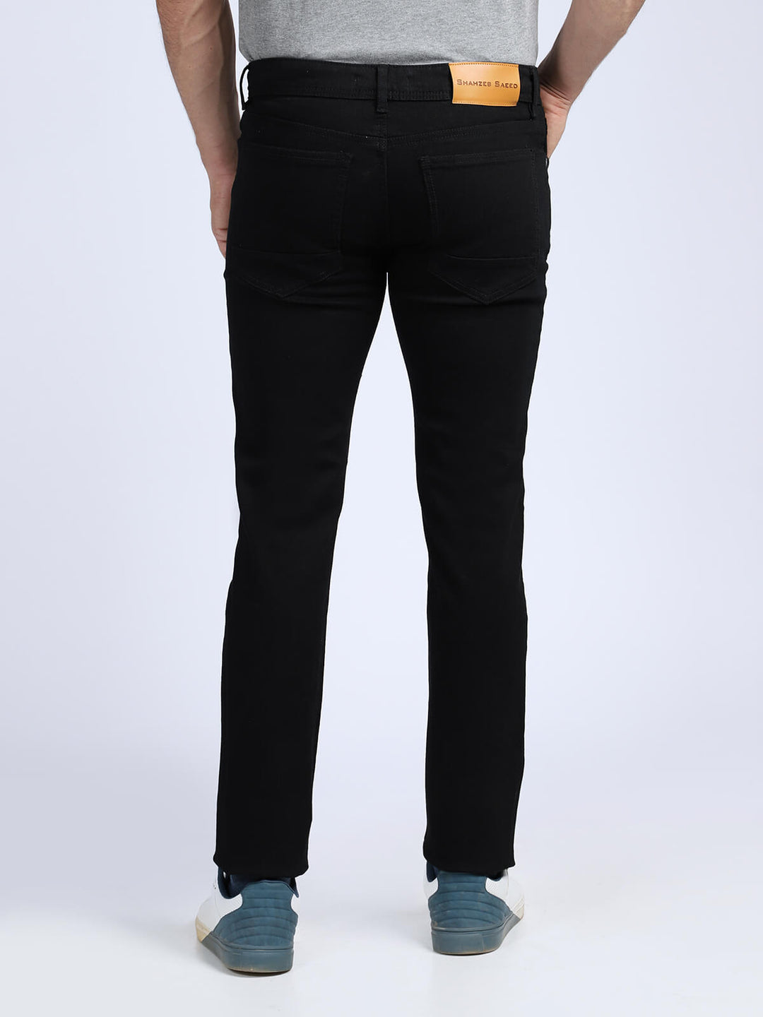 Black Plain Stretchable Denim Jeans-25