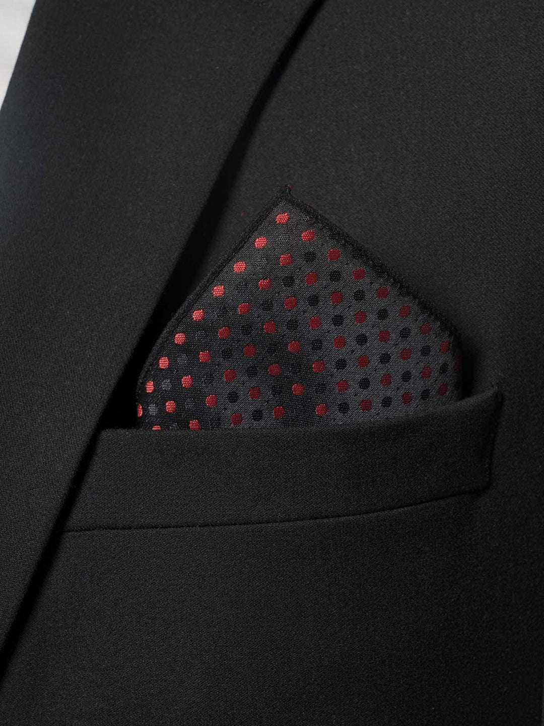 Black With Red Round Dotted Tie Set (TS-190)