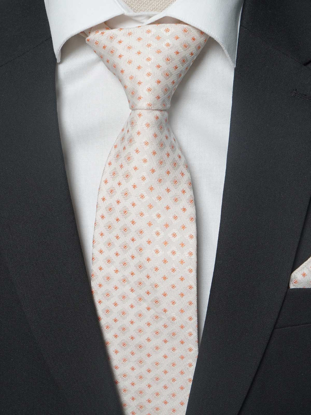 Off White With Orange Designer Tie Set (TS-194)