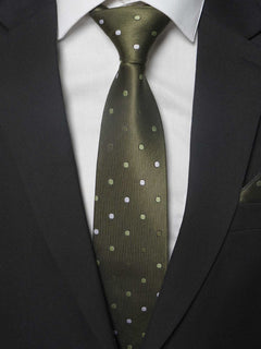 Olive Green With Multi dotted Tie Set (TS-197)