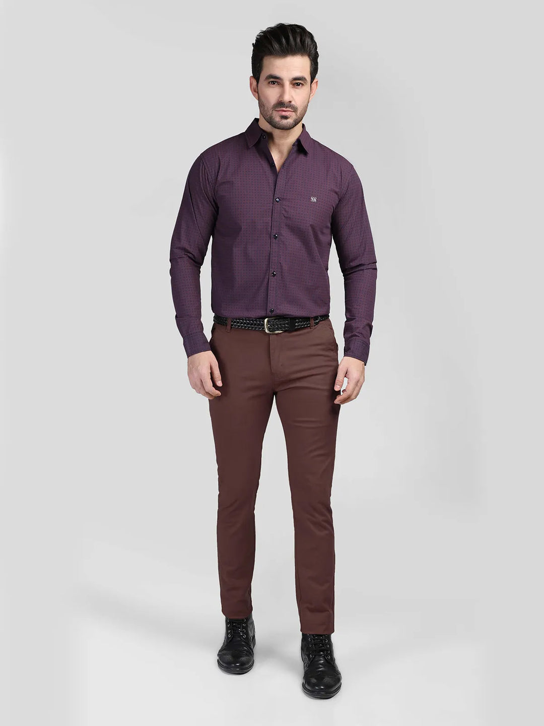 Brown Plain Cotton Chino-20