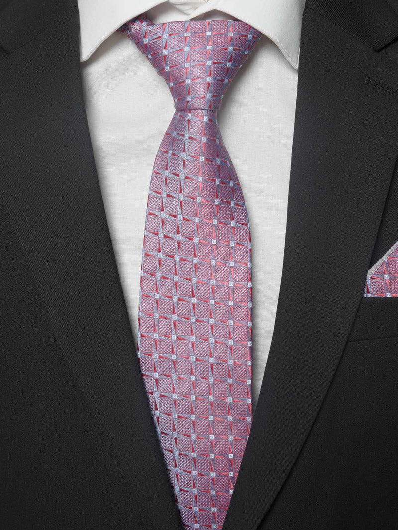 Pink With Red Cuts Style Tie Set (TS-202)