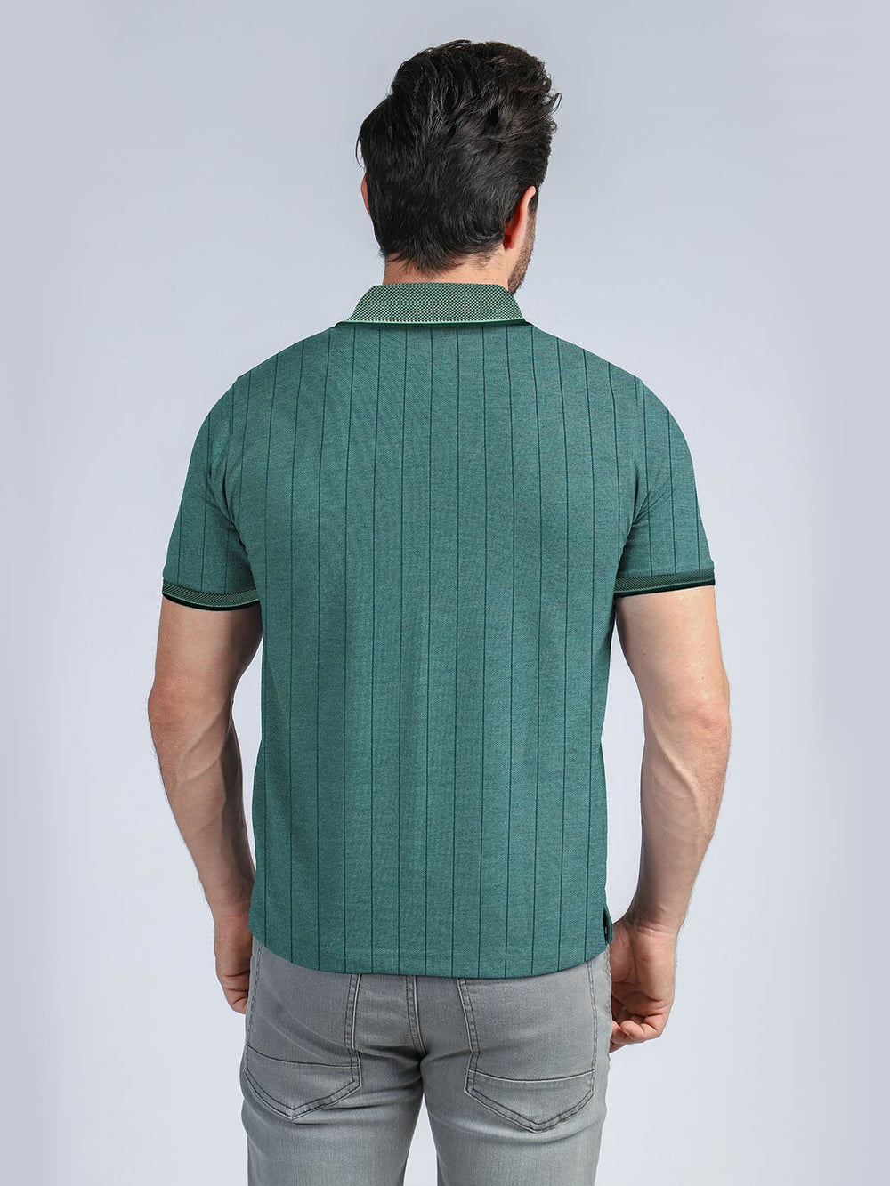 Self Striped Dark Green Polo Shirt (POLO-230)