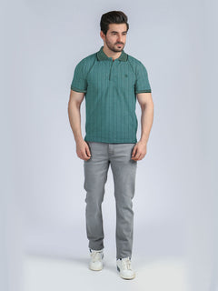 Self Striped Dark Green Polo Shirt (POLO-230)