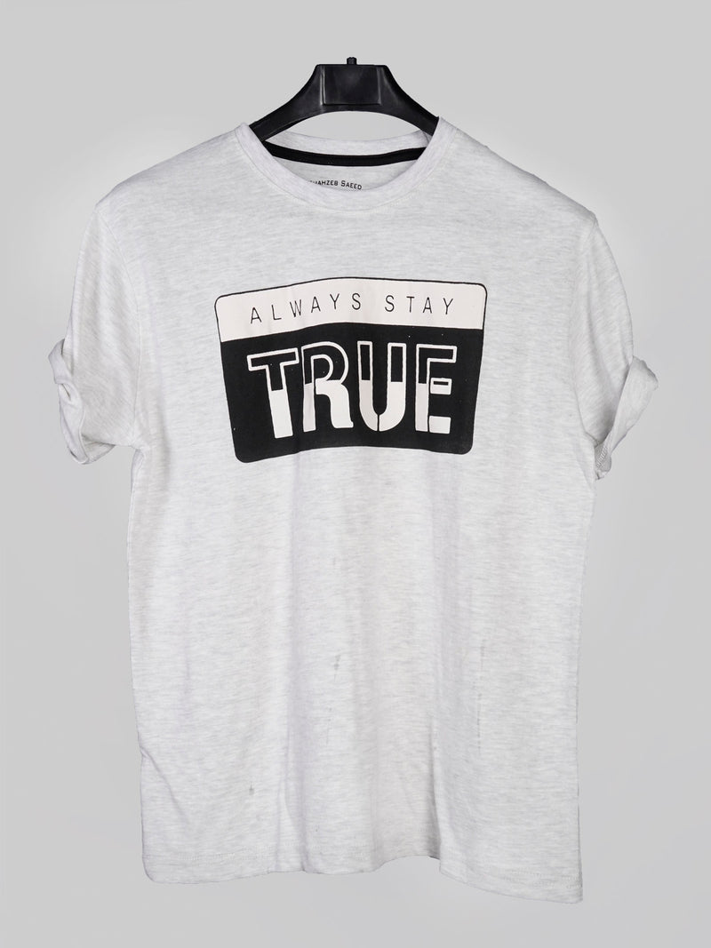 Always Stay True Half Sleeves Men’s Light Grey Graphics T-Shirt (GT-34)