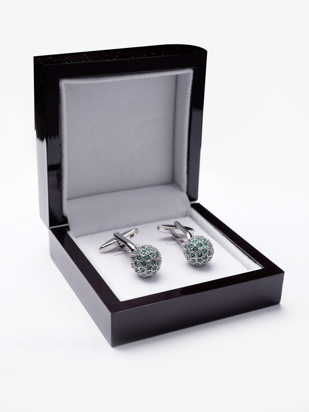 Blue Stone Silver Round Cufflink (CUFFLINK-369)