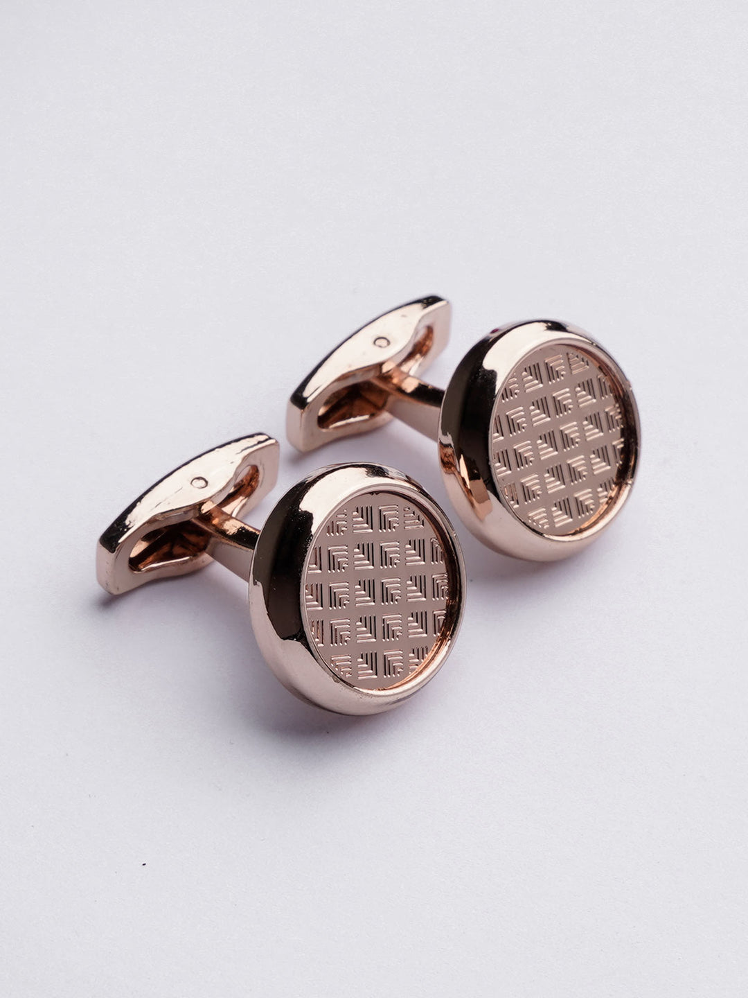 Gold Diamond Textured Round Cufflink (CUFFLINK-371)