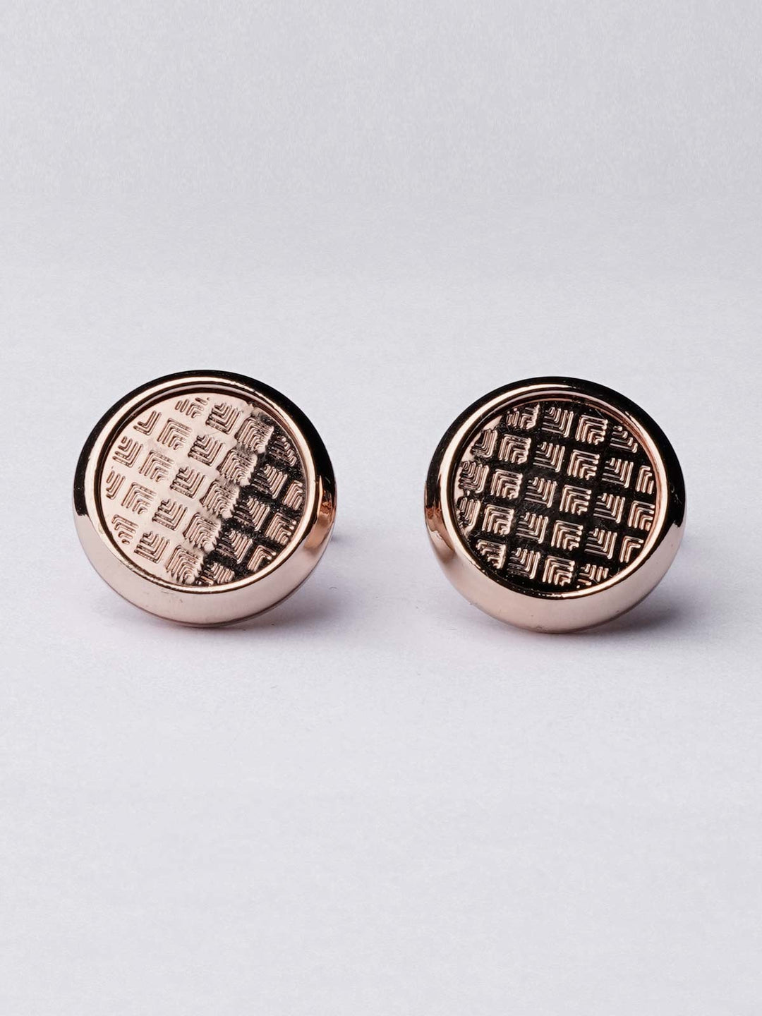 Gold Diamond Textured Round Cufflink (CUFFLINK-371)