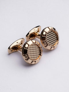 Gold Diamond Textured Round Cufflink (CUFFLINK-372)