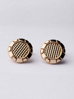 Gold Diamond Textured Round Cufflink (CUFFLINK-372)