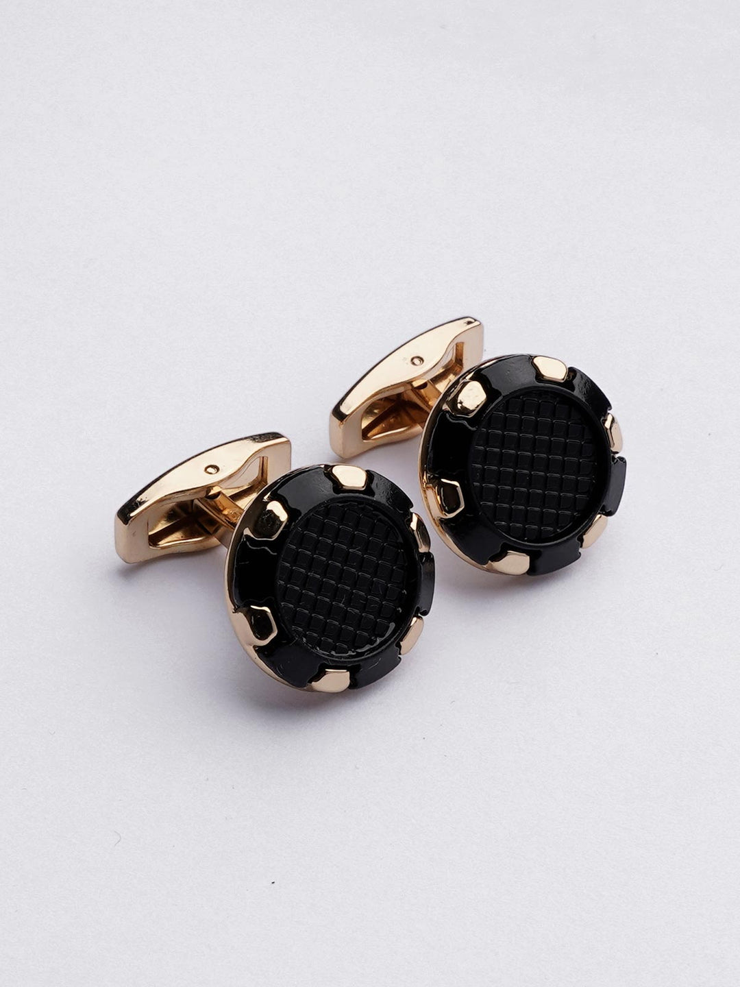 Black Gloss Golden Cufflink (CUFFLINK-373)