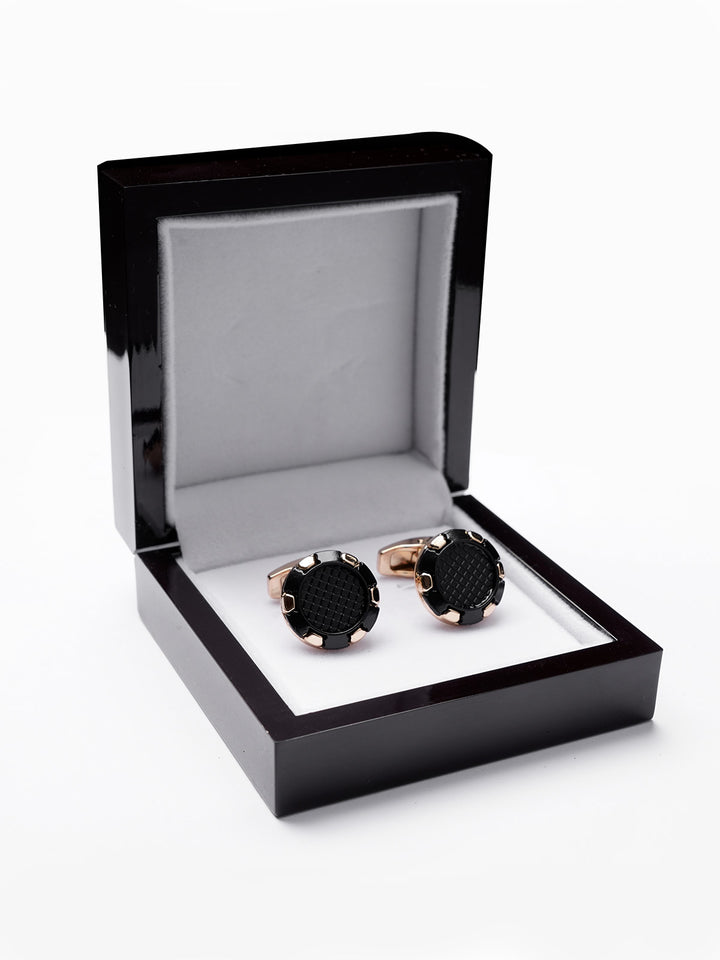 Black Gloss Golden Cufflink (CUFFLINK-373)