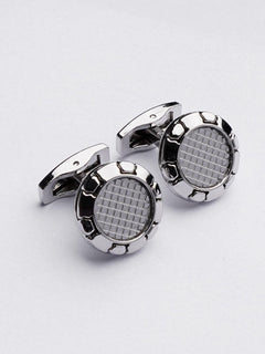 Silver Round Textured Cufflink (CUFFLINK-374)