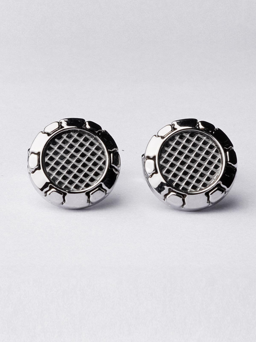 Silver Round Textured Cufflink (CUFFLINK-374)