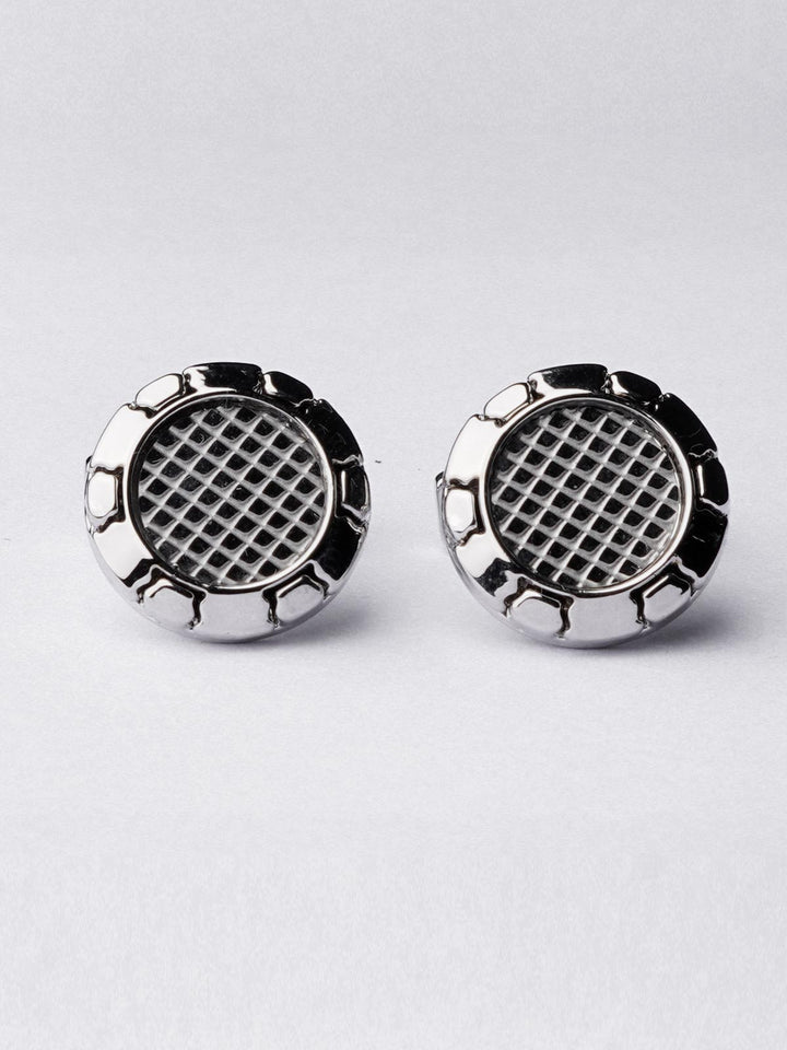 Silver Round Textured Cufflink (CUFFLINK-374)