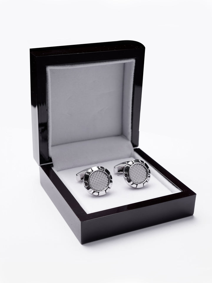 Silver Round Textured Cufflink (CUFFLINK-374)