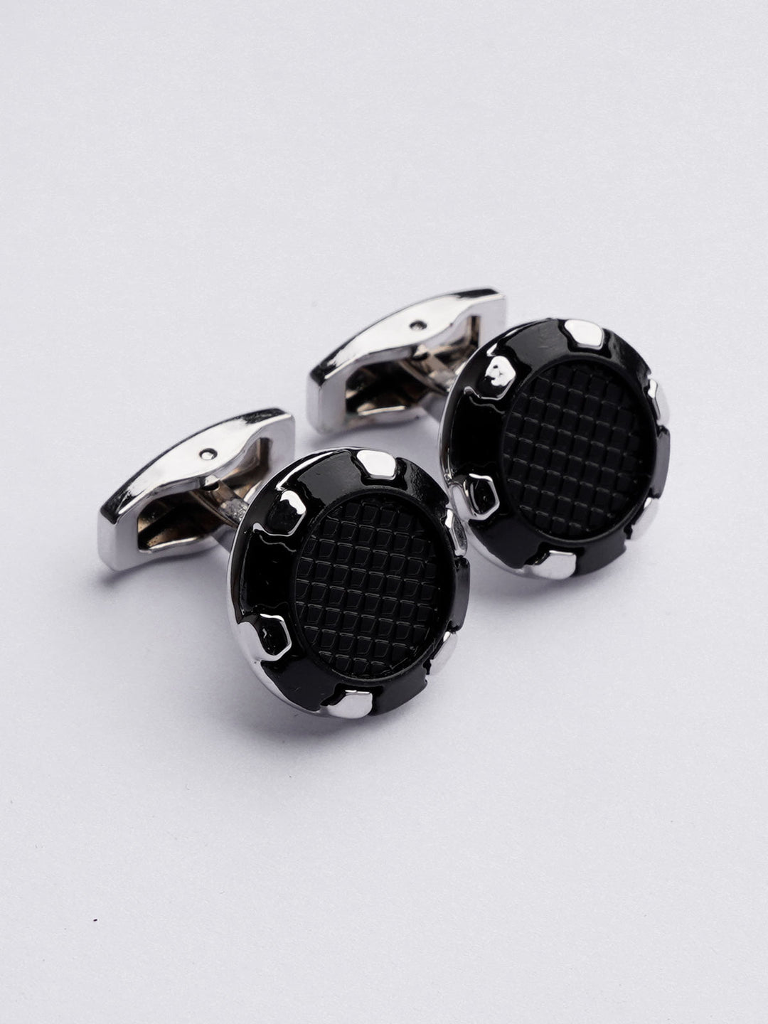 Black Gloss Silver Cufflink (CUFFLINK-375)