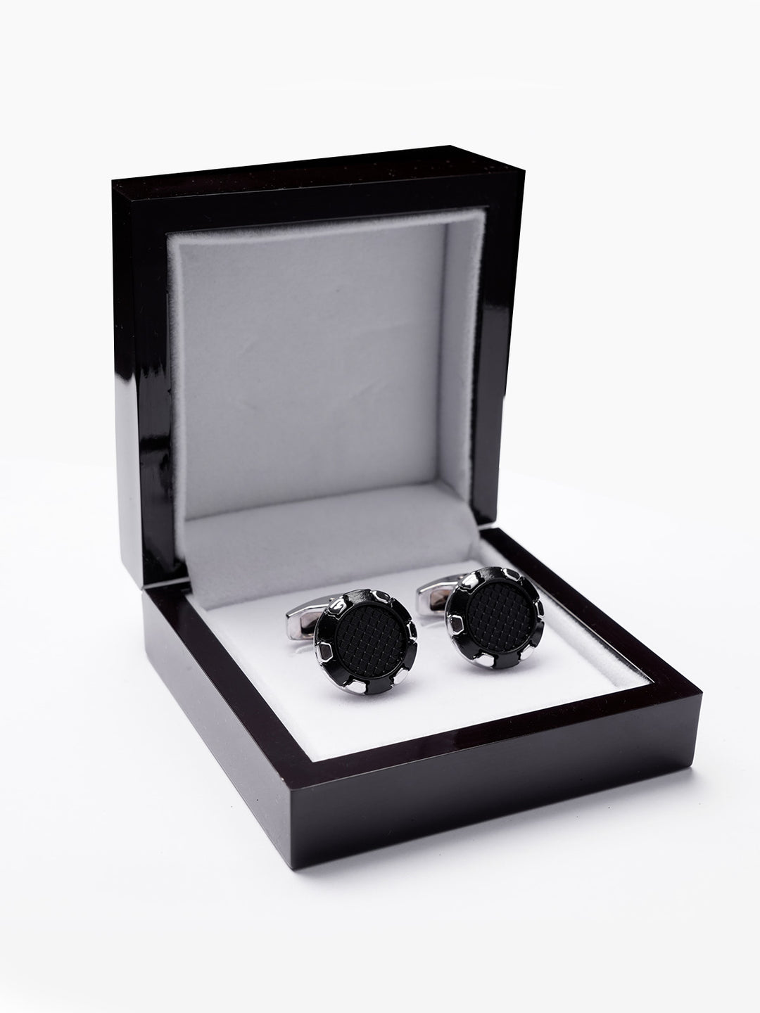 Black Gloss Silver Cufflink (CUFFLINK-375)