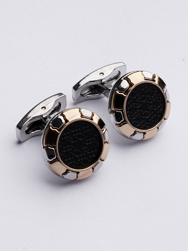 Black Gloss Gold & Silver Cufflink (CUFFLINK-377)