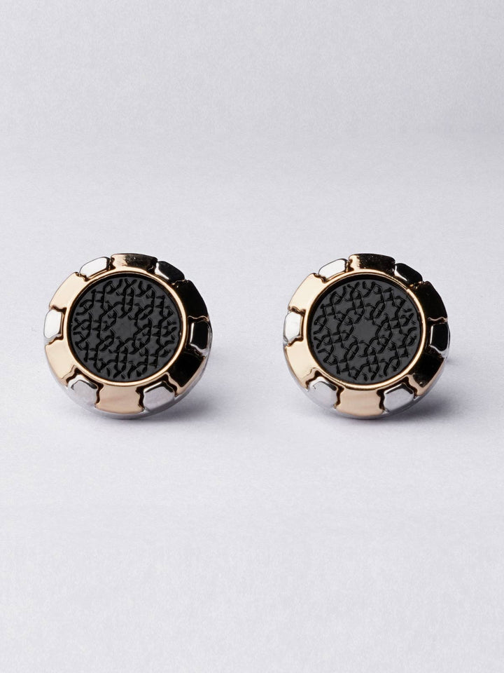 Black Gloss Gold & Silver Cufflink (CUFFLINK-377)