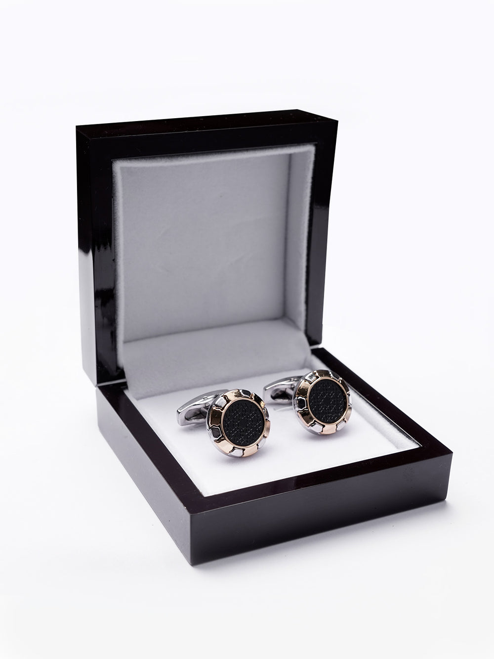 Black Gloss Gold & Silver Cufflink (CUFFLINK-377)