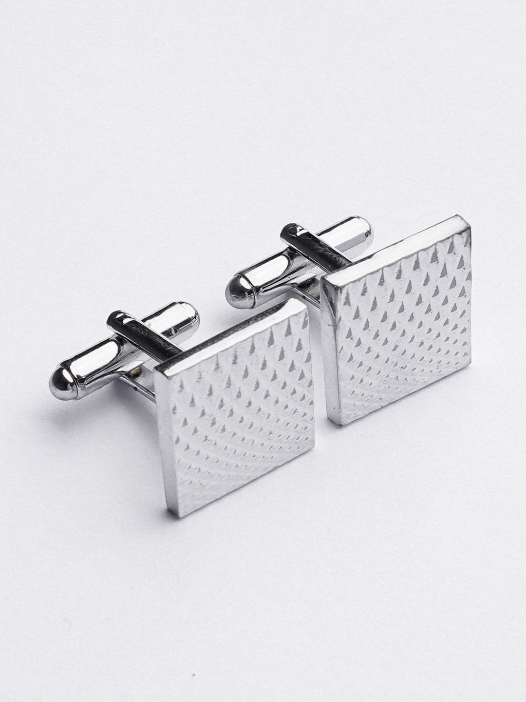 Square Textured Silver Cufflink (CUFFLINK-381)