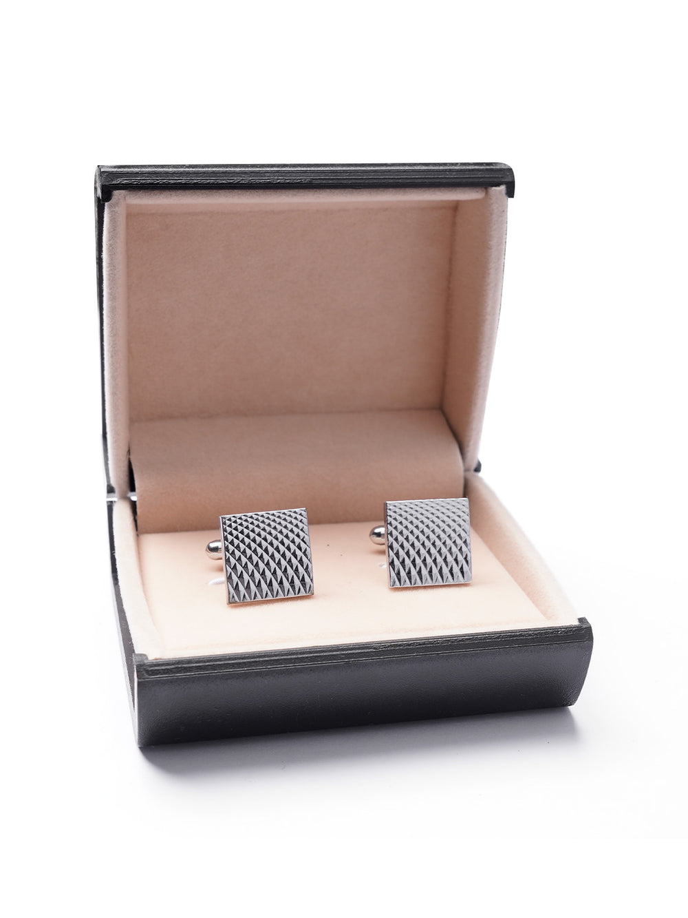 Square Textured Silver Cufflink (CUFFLINK-381)