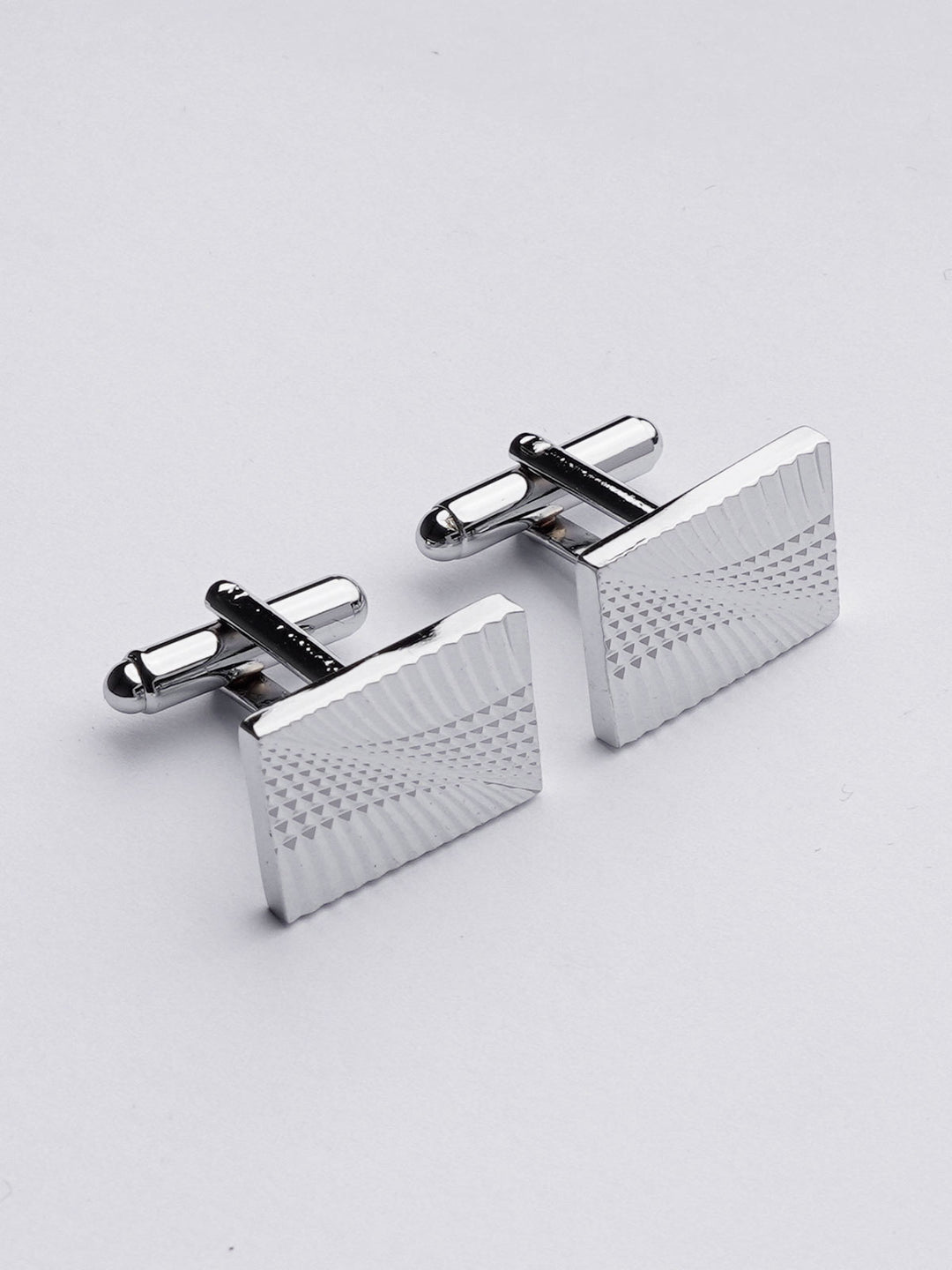 Rectangle Shape Designer Textured Silver Cufflink (CUFFLINK-382)