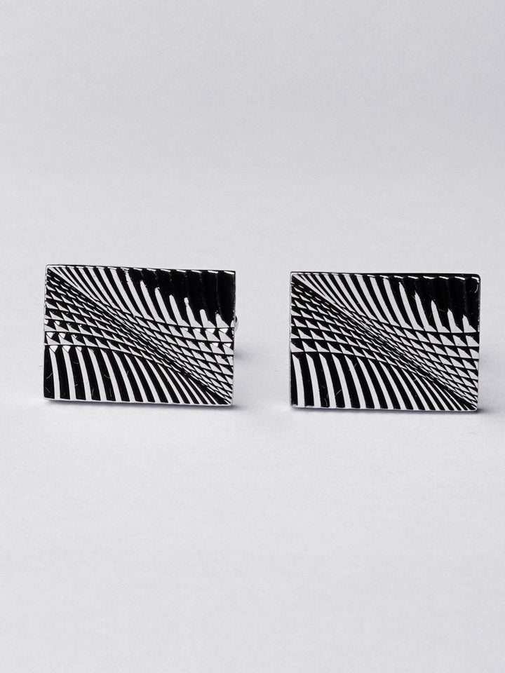 Rectangle Shape Designer Textured Silver Cufflink (CUFFLINK-382)