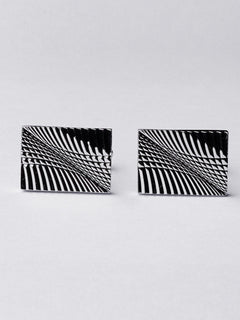 Rectangle Shape Designer Textured Silver Cufflink (CUFFLINK-382)