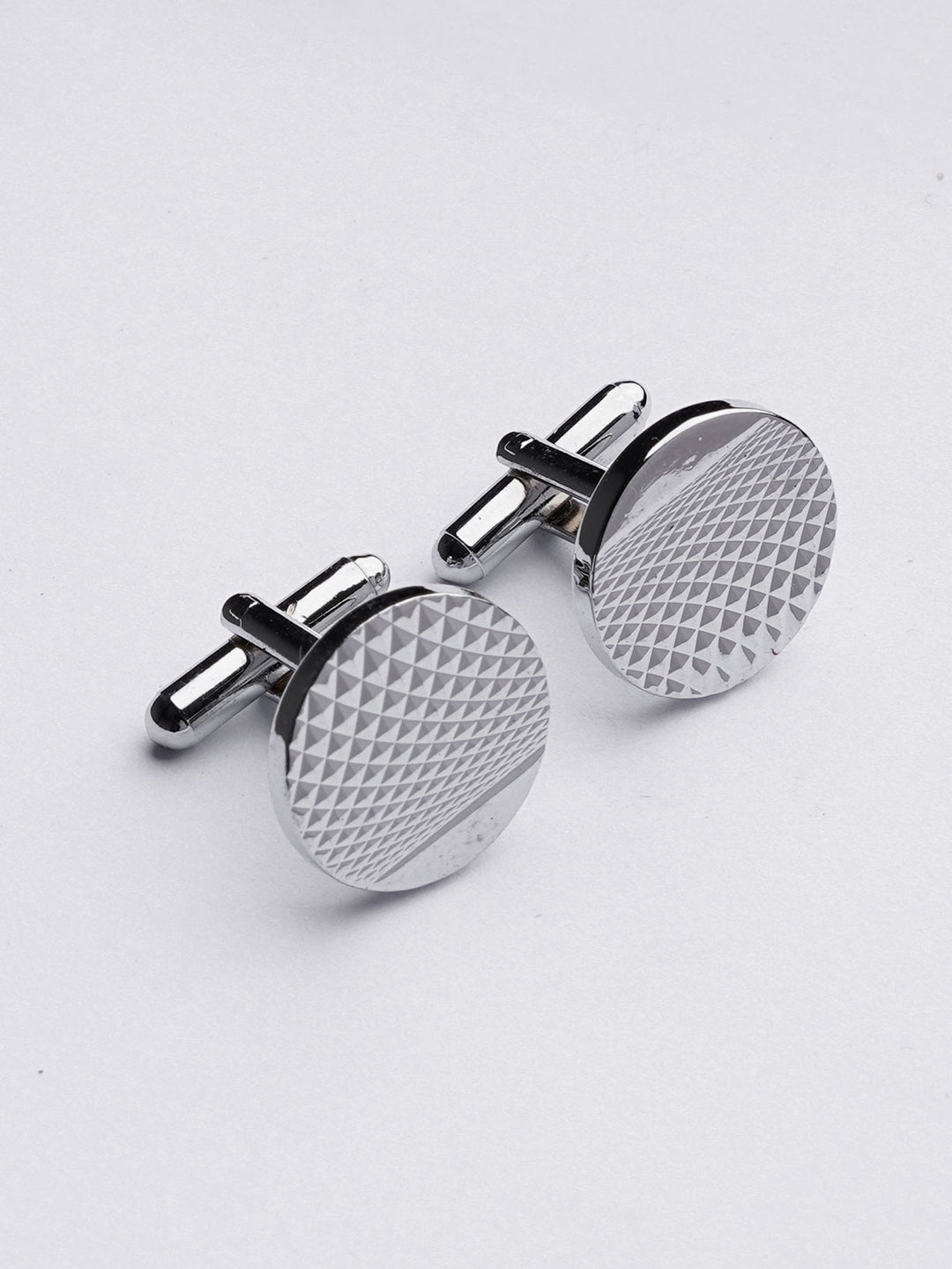 Silver Round Textured Cufflink (CUFFLINK-384)