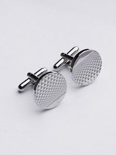 Silver Round Textured Cufflink (CUFFLINK-384)