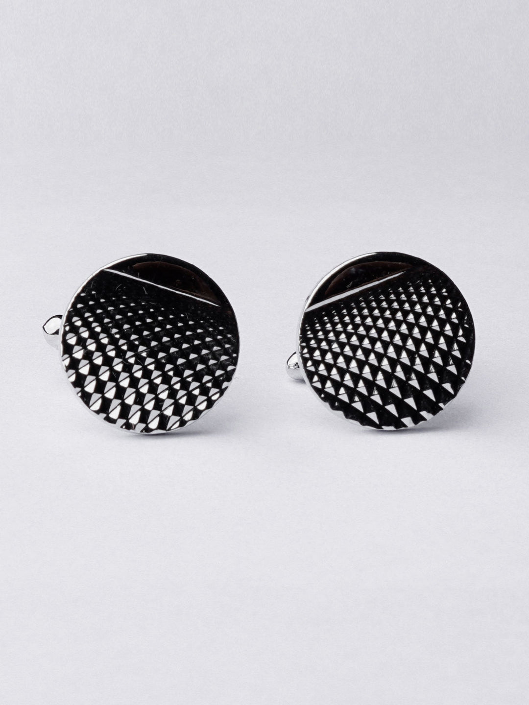 Silver Round Textured Cufflink (CUFFLINK-384)