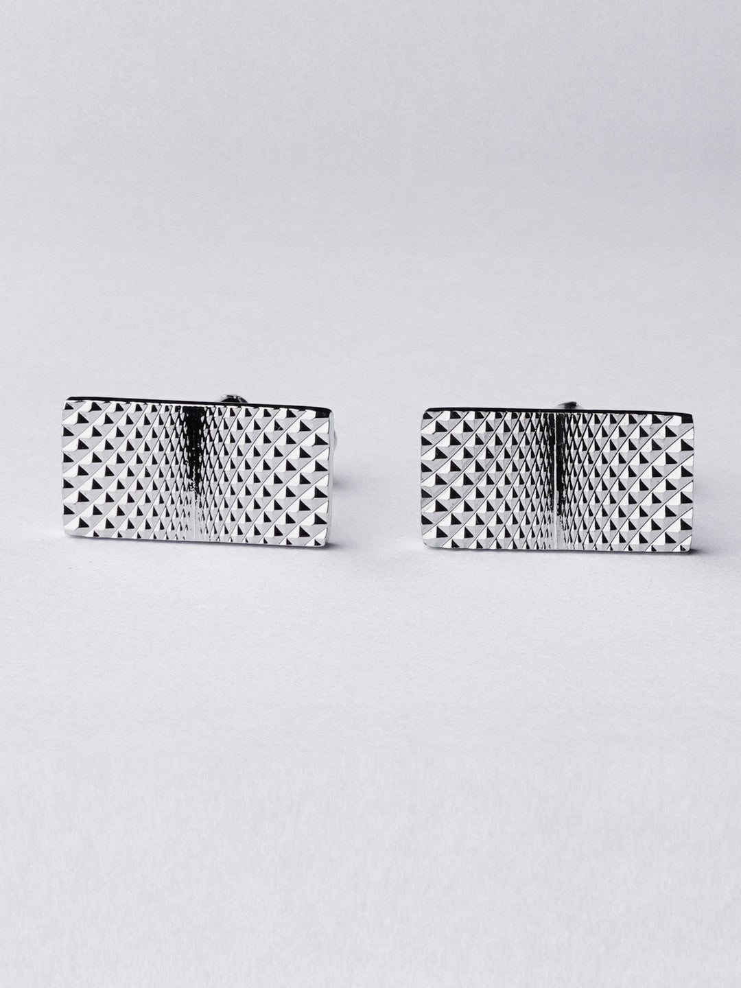 Silver Rectangle Shape Textured Cufflink (CUFFLINK-385)