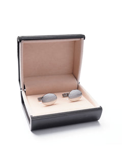 Stainless Steel Designer Oval Shape Silver Cufflink (CUFFLINK-390)