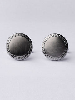 Stainless Steel Designer Silver Round Cufflink (CUFFLINK-391)