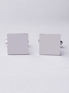 Silver Plain Square Stainless Steel Cufflink (CUFFLINK-393)