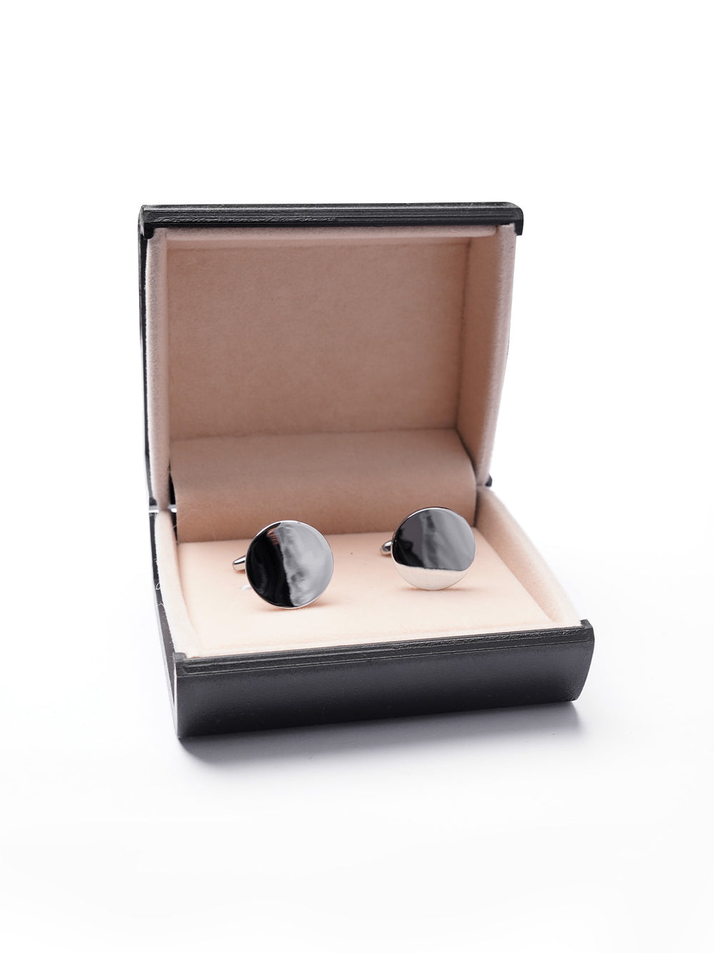 Silver Plain Round Stainless Steel Cufflink (CUFFLINK-395)