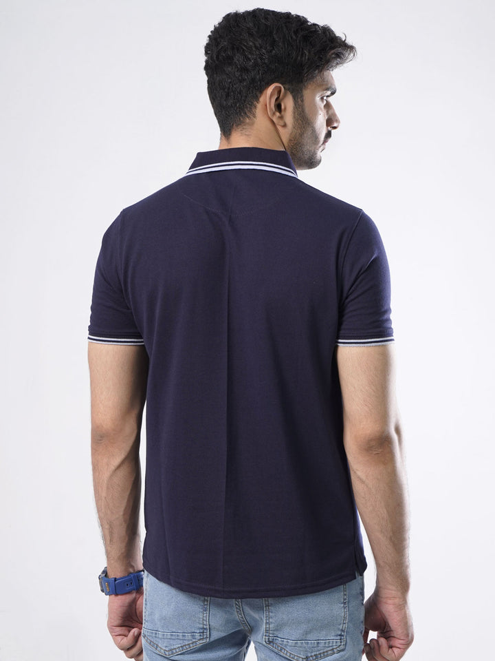 Navy Blue Plain Half Sleeves Polo T-Shirt (POLO-433)