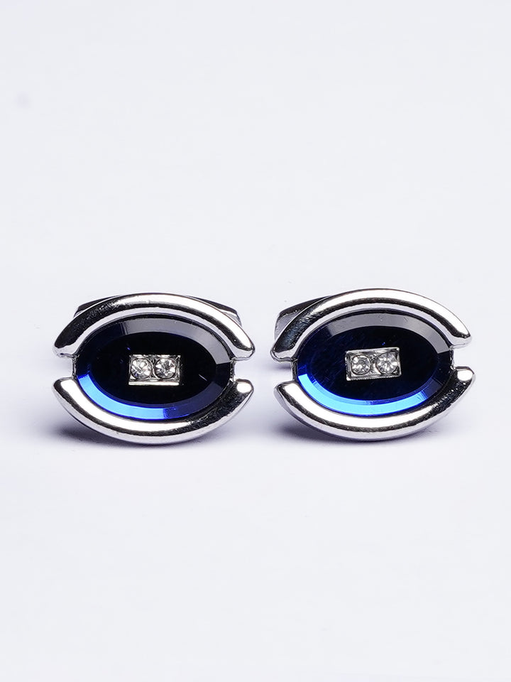 Royal Blue Gem Silver Cufflink (CUFFLINK-435)