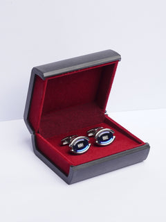 Royal Blue Gem Silver Cufflink (CUFFLINK-435)