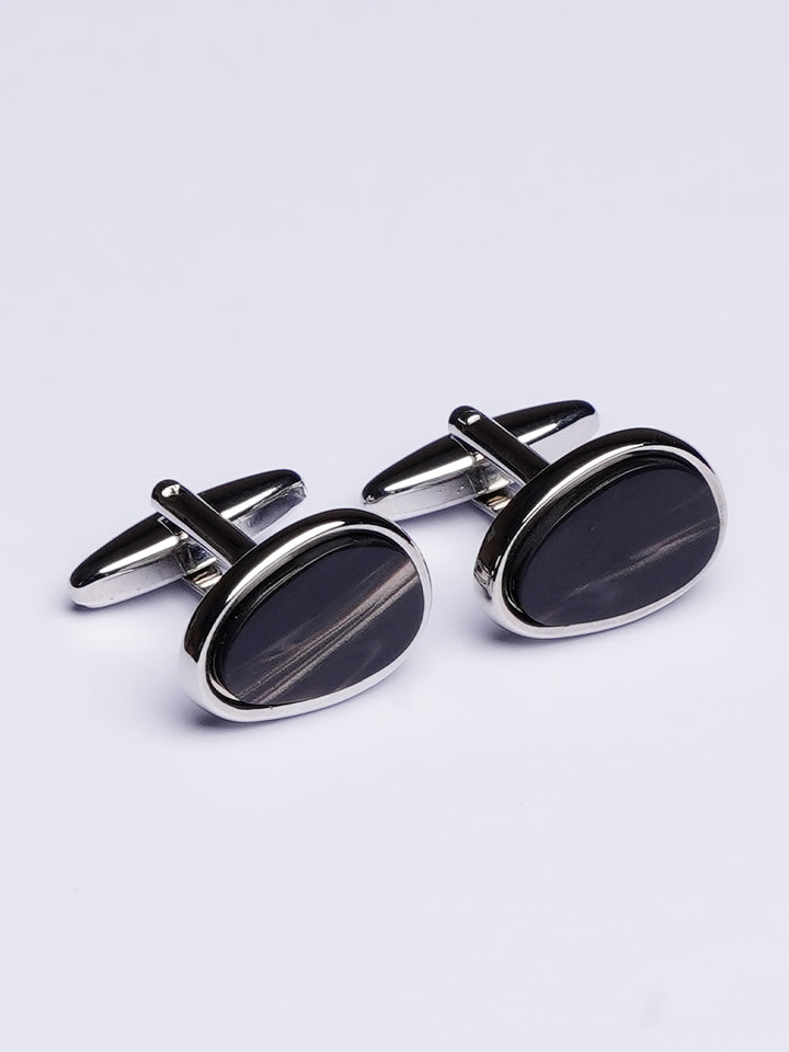 Dark Grey Oval Cufflink (CUFFLINK-451)