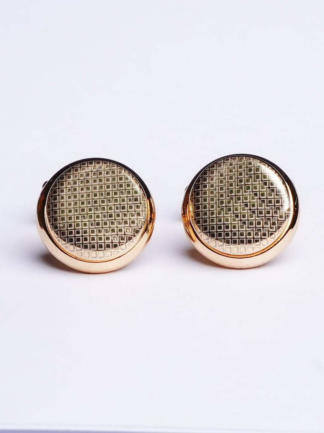 Gold Round Textured Cufflink (CUFFLINK-454)