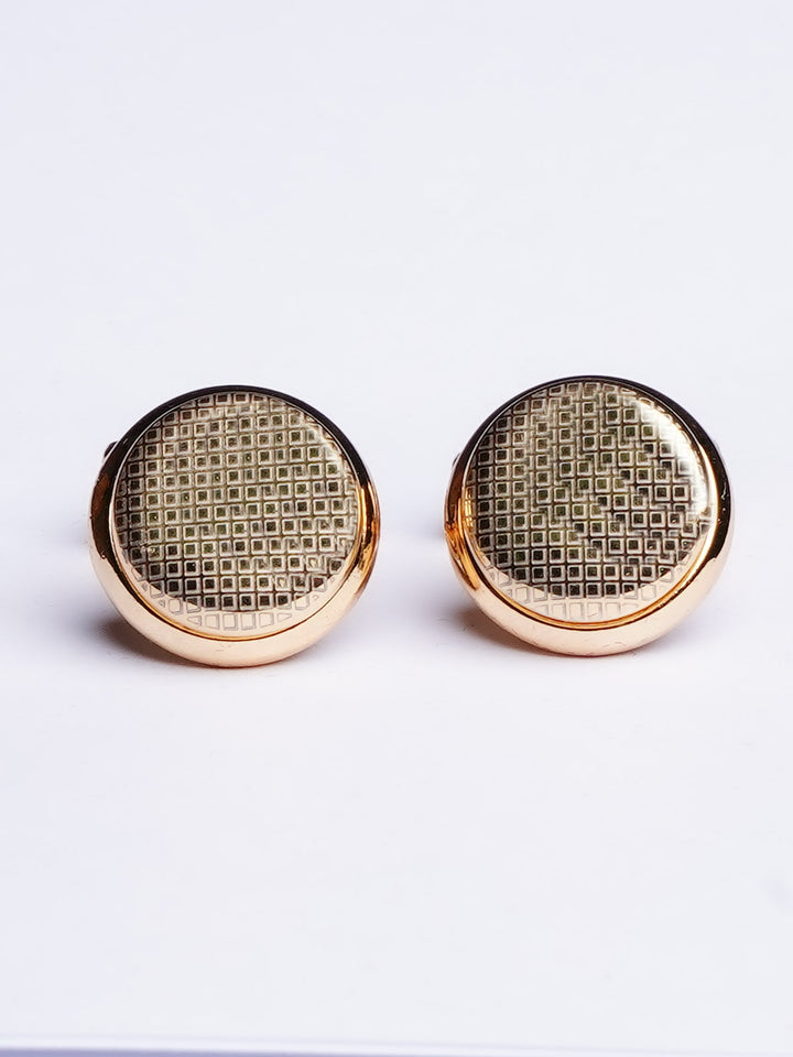 Gold Round Textured Cufflink (CUFFLINK-454)