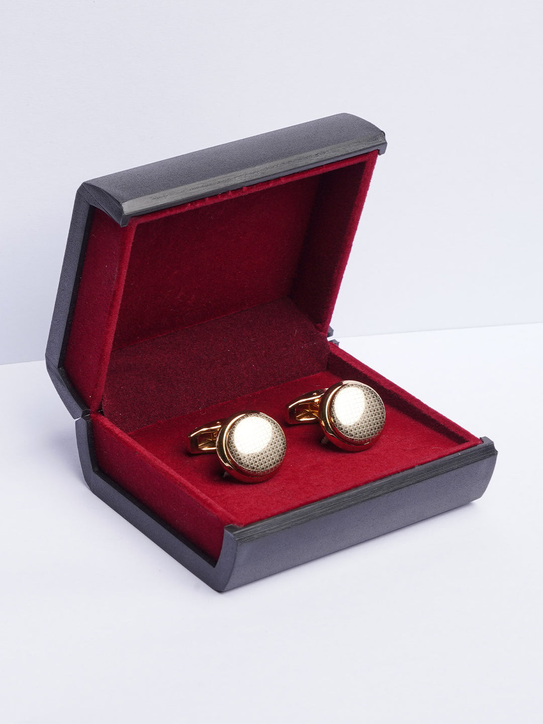 Gold Round Textured Cufflink (CUFFLINK-454)