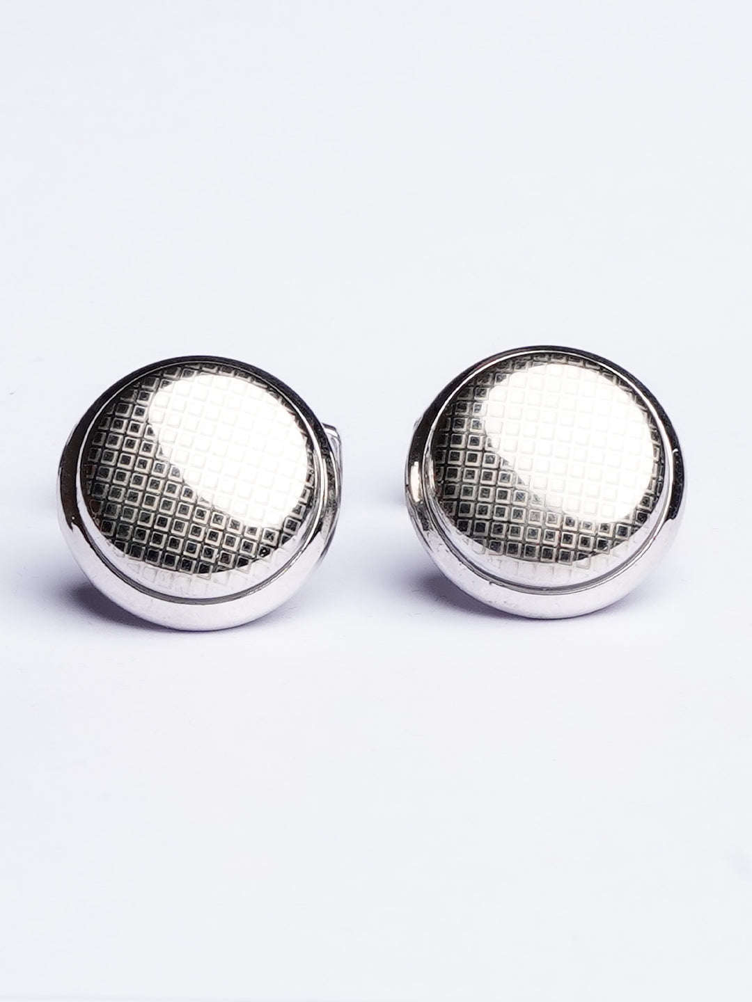 Silver Round Textured Cufflink (CUFFLINK-456)