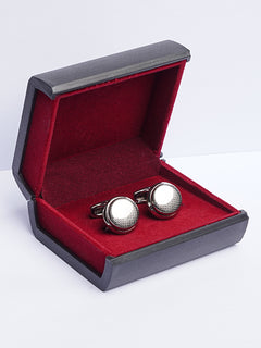 Silver Round Textured Cufflink (CUFFLINK-456)