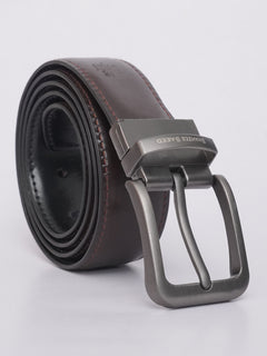 Black & Dark Brown Plain Reversible Leather Belt (BELT-591)