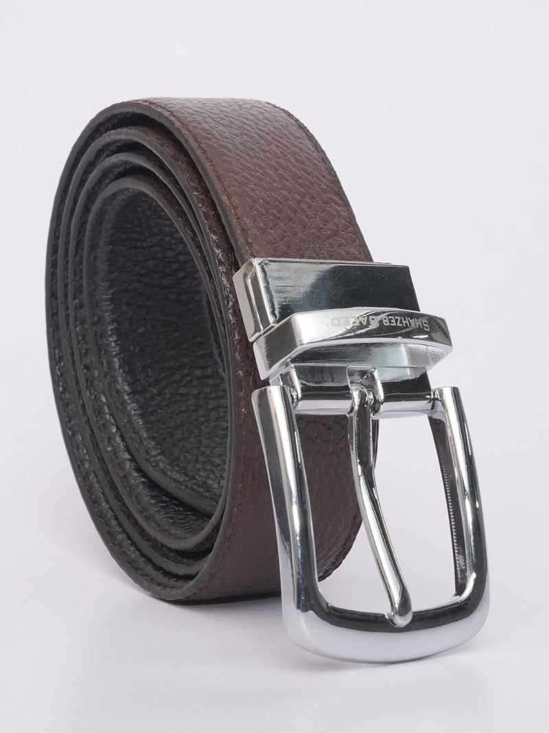 Black & Dark Brown Self Reversible Leather Belt (BELT-596)